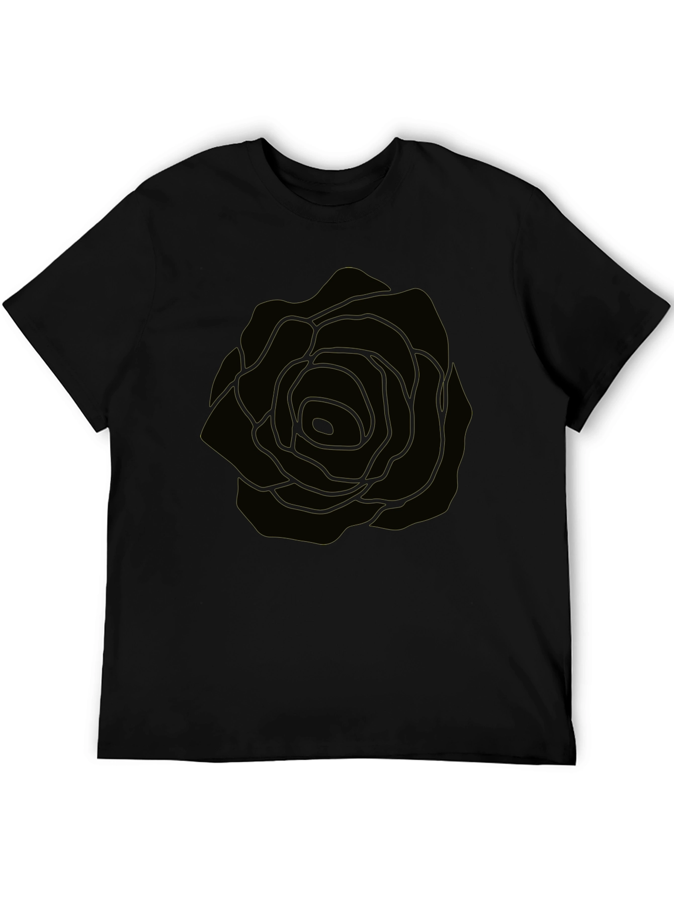 Mens Black T-Shirt with Rose Graphic