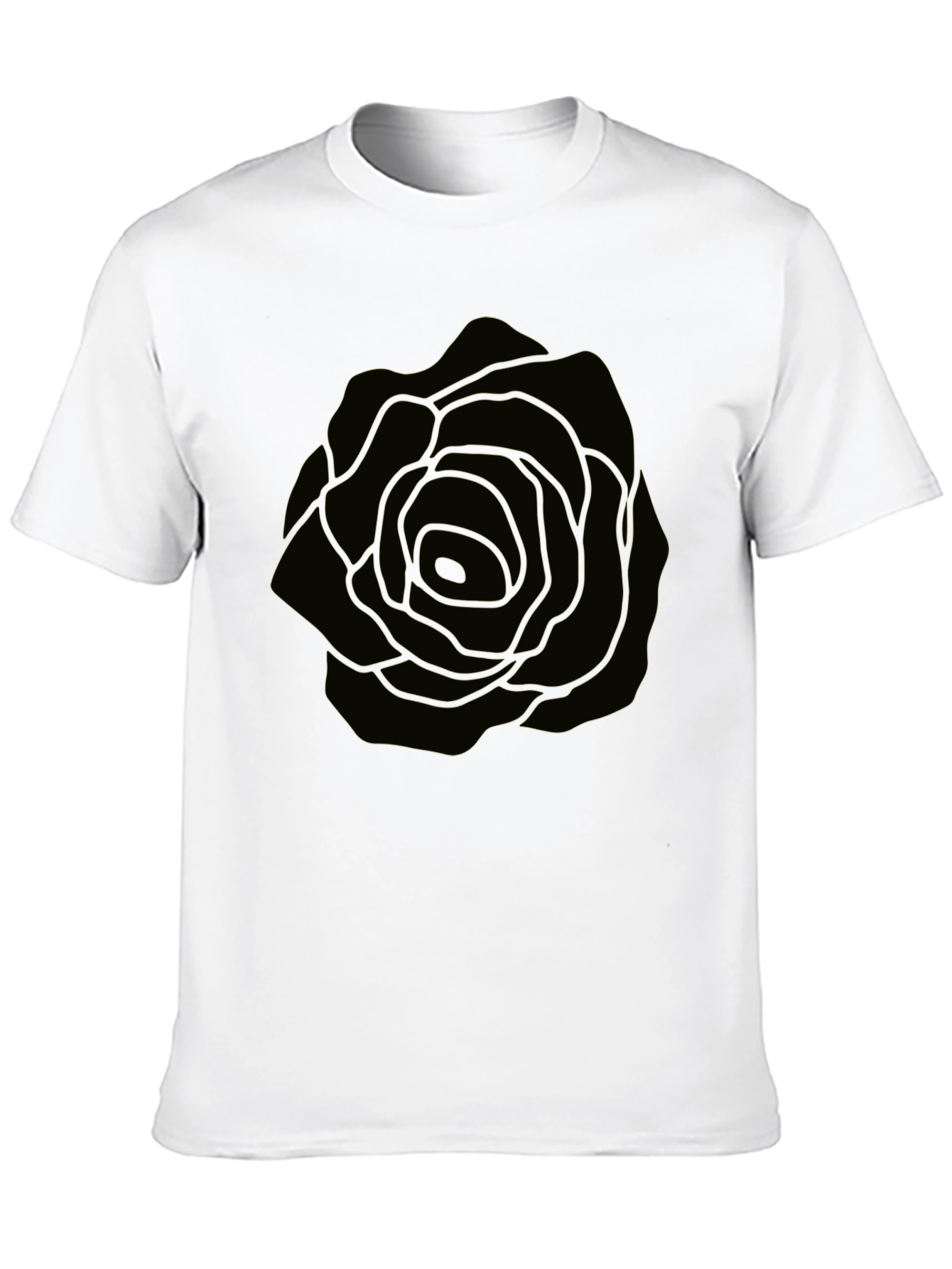 Mens Black T-Shirt with Rose Graphic