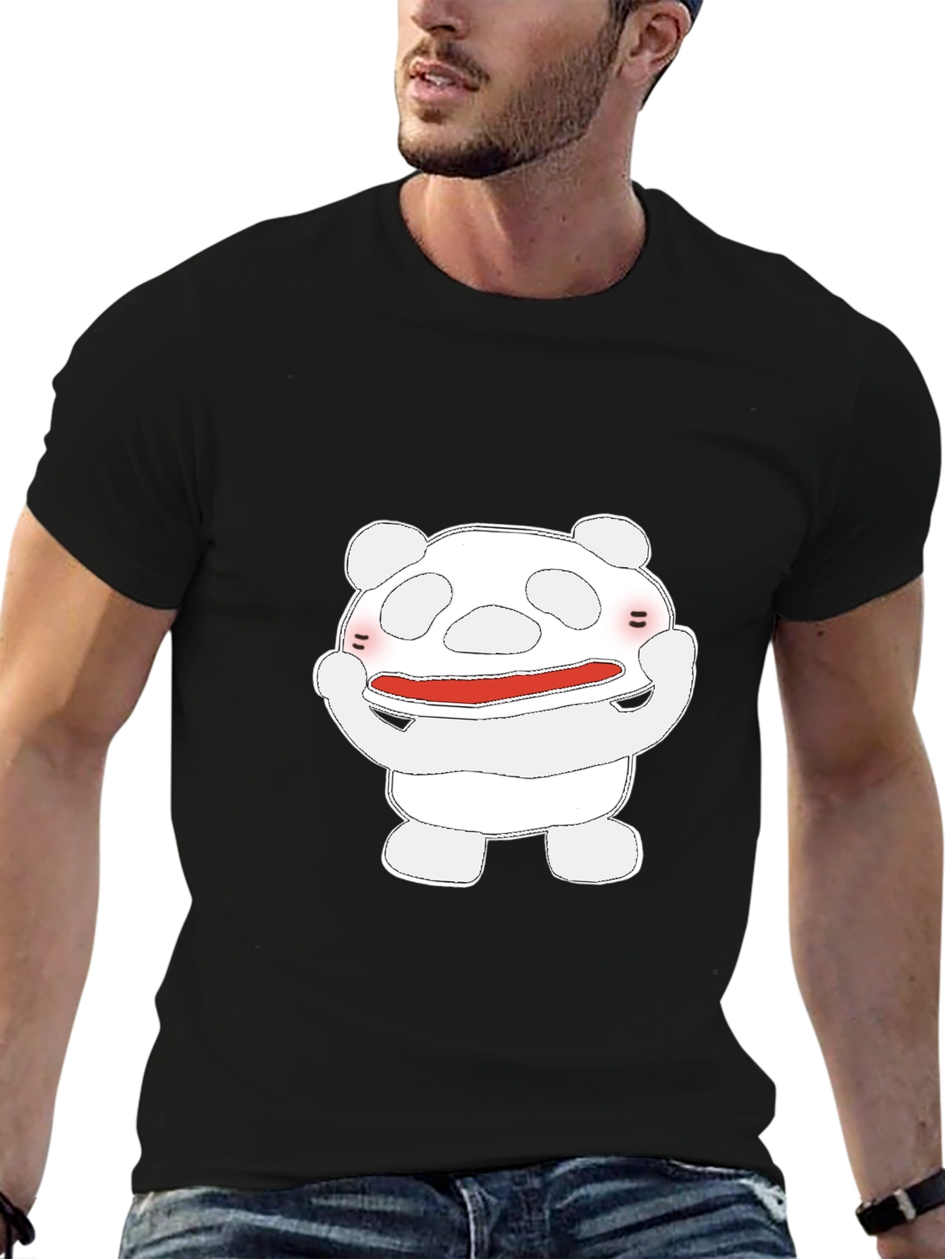 Cute Cartoon Character Graphic T-Shirt - Black