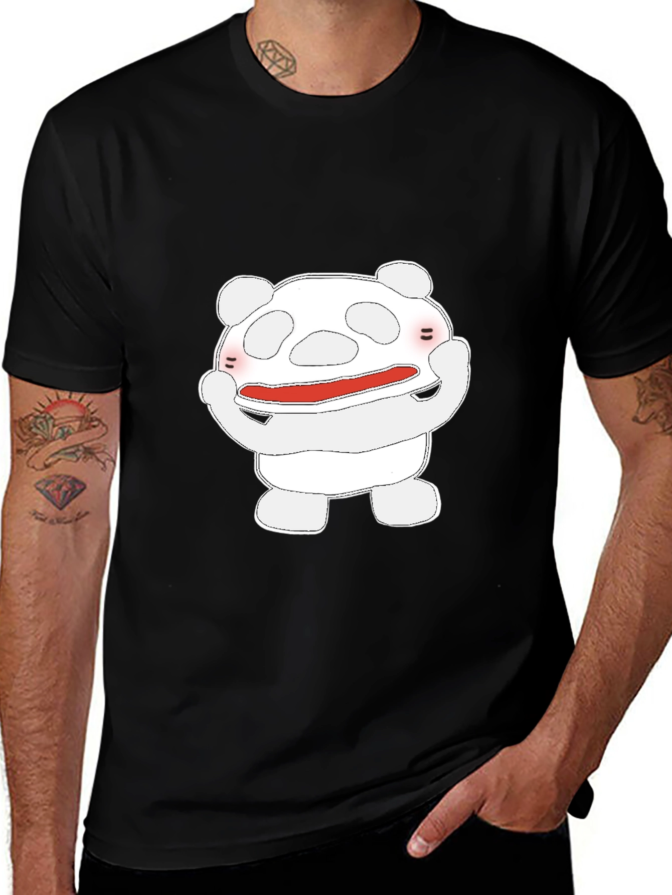 Cute Cartoon Character Graphic T-Shirt - Black