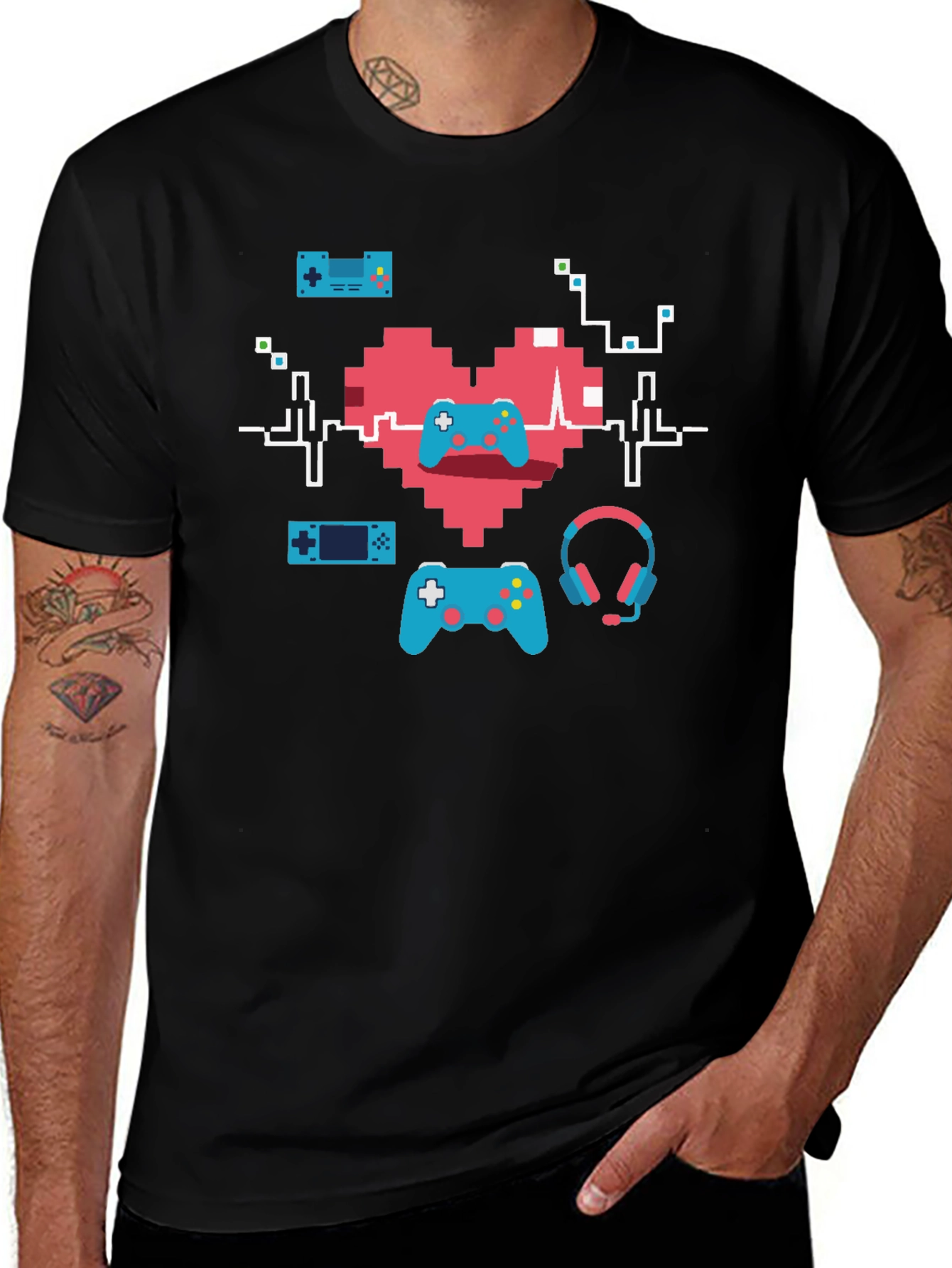 Gamer Heartbeat T-Shirt - Pixel Art Gaming Tee