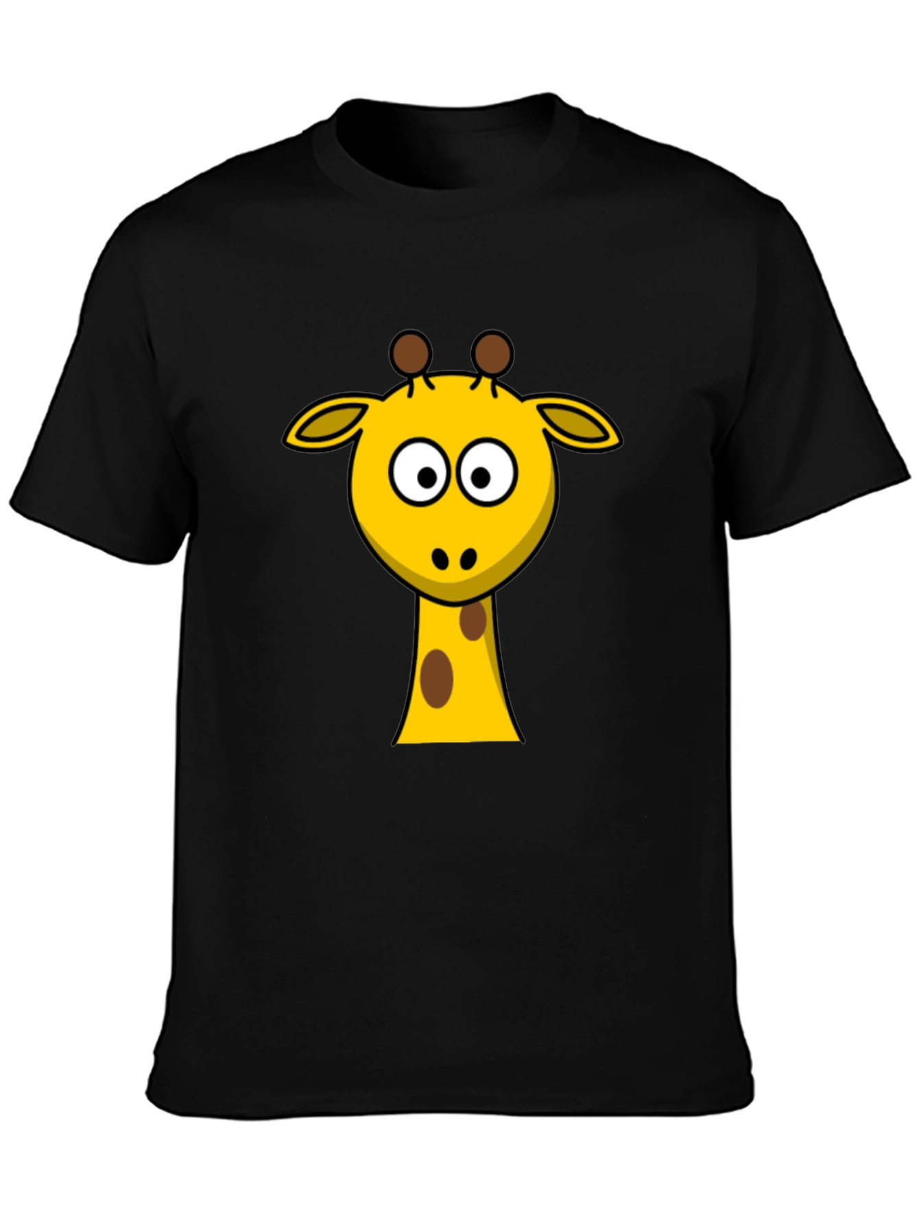 Cartoon Giraffe T-Shirt - Black Cotton Tee