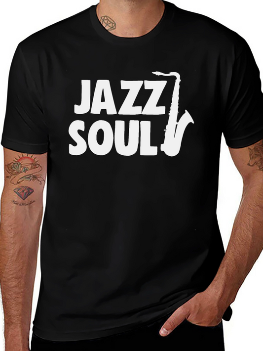 Jazz Soul Saxophone Graphic T-Shirt - Black
