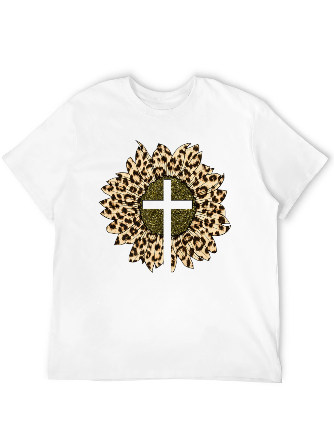 Leopard Sunflower Cross Graphic Tee