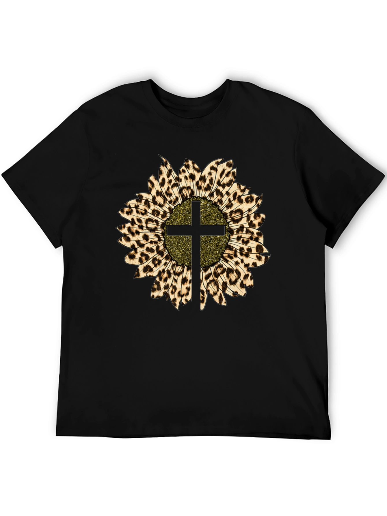 Leopard Sunflower Cross Graphic Tee