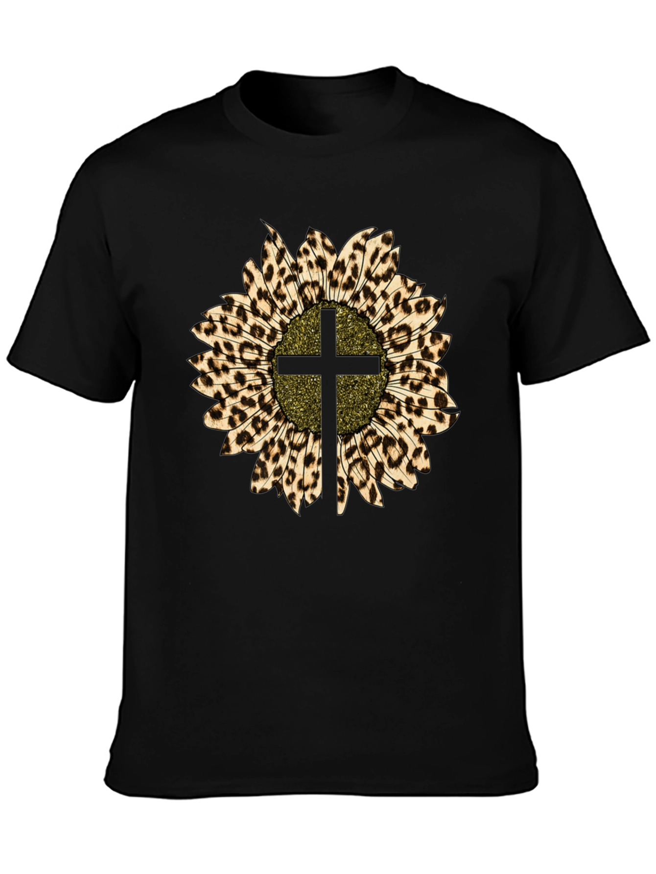 Leopard Sunflower Cross Graphic Tee