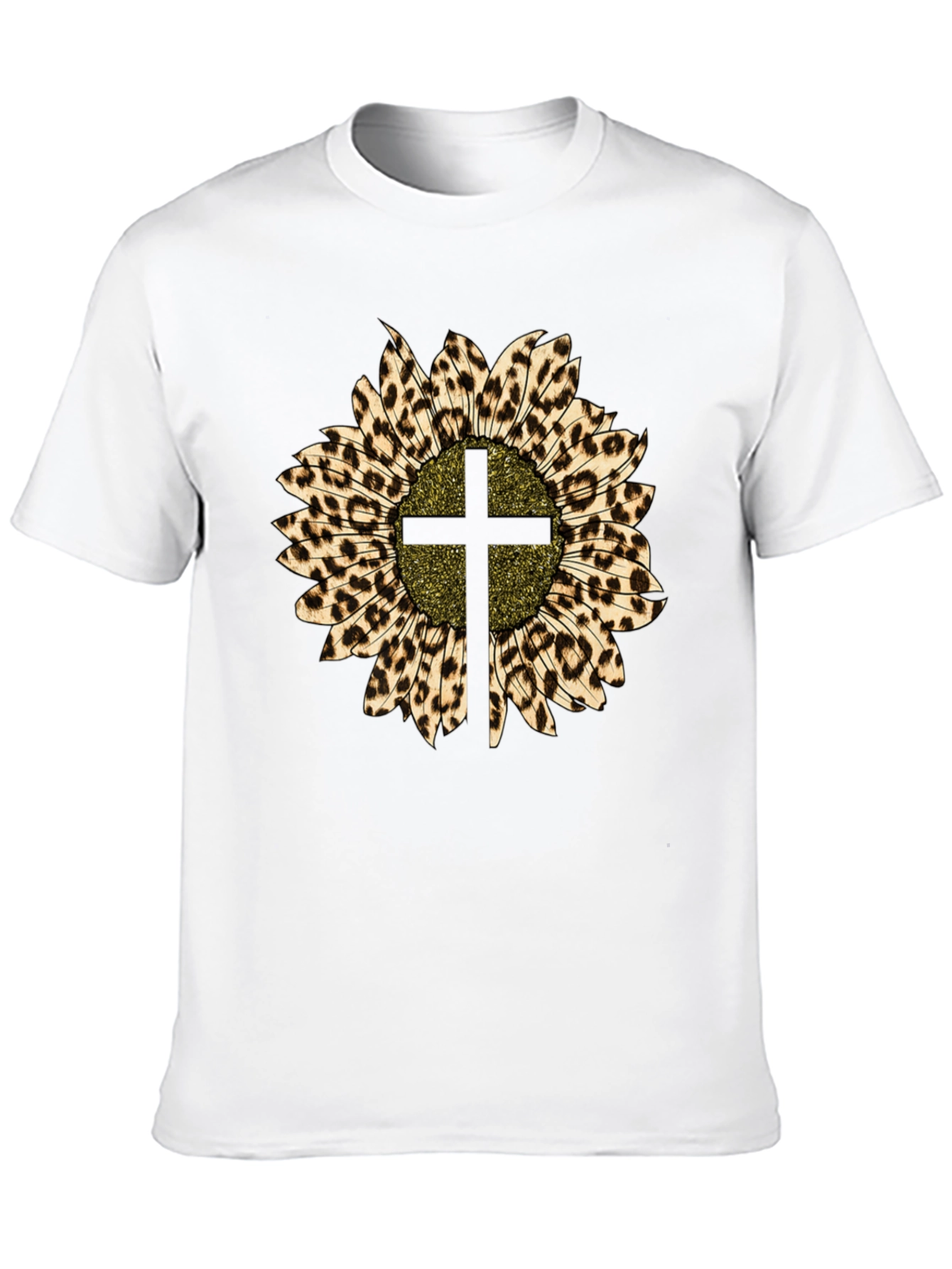 Leopard Sunflower Cross Graphic Tee