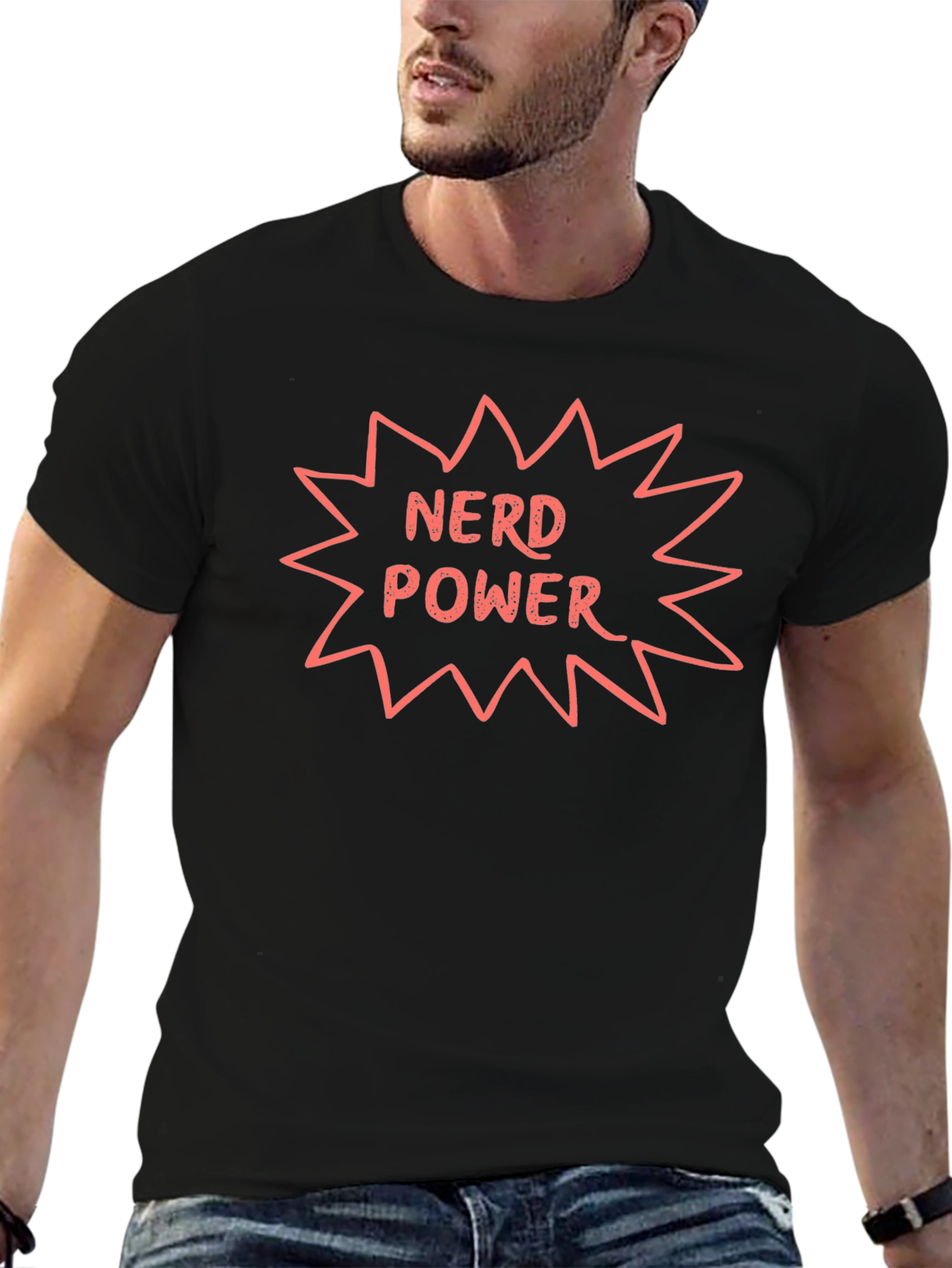 Nerd Power Graphic Tee - Bold Black T-Shirt