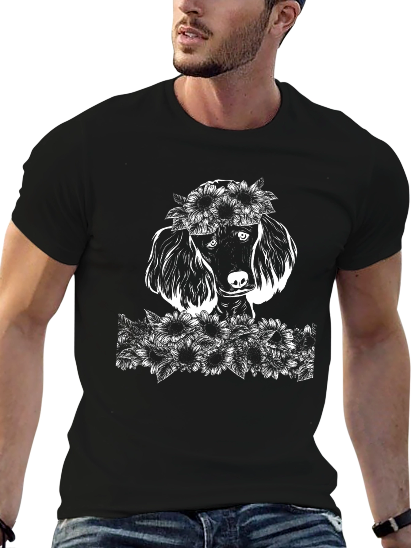 Poodle Sunflower Graphic T-Shirt