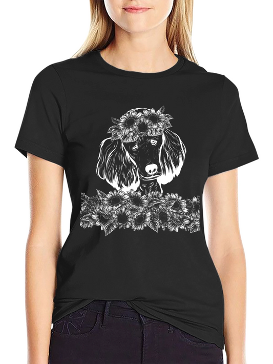 Poodle Sunflower Graphic T-Shirt