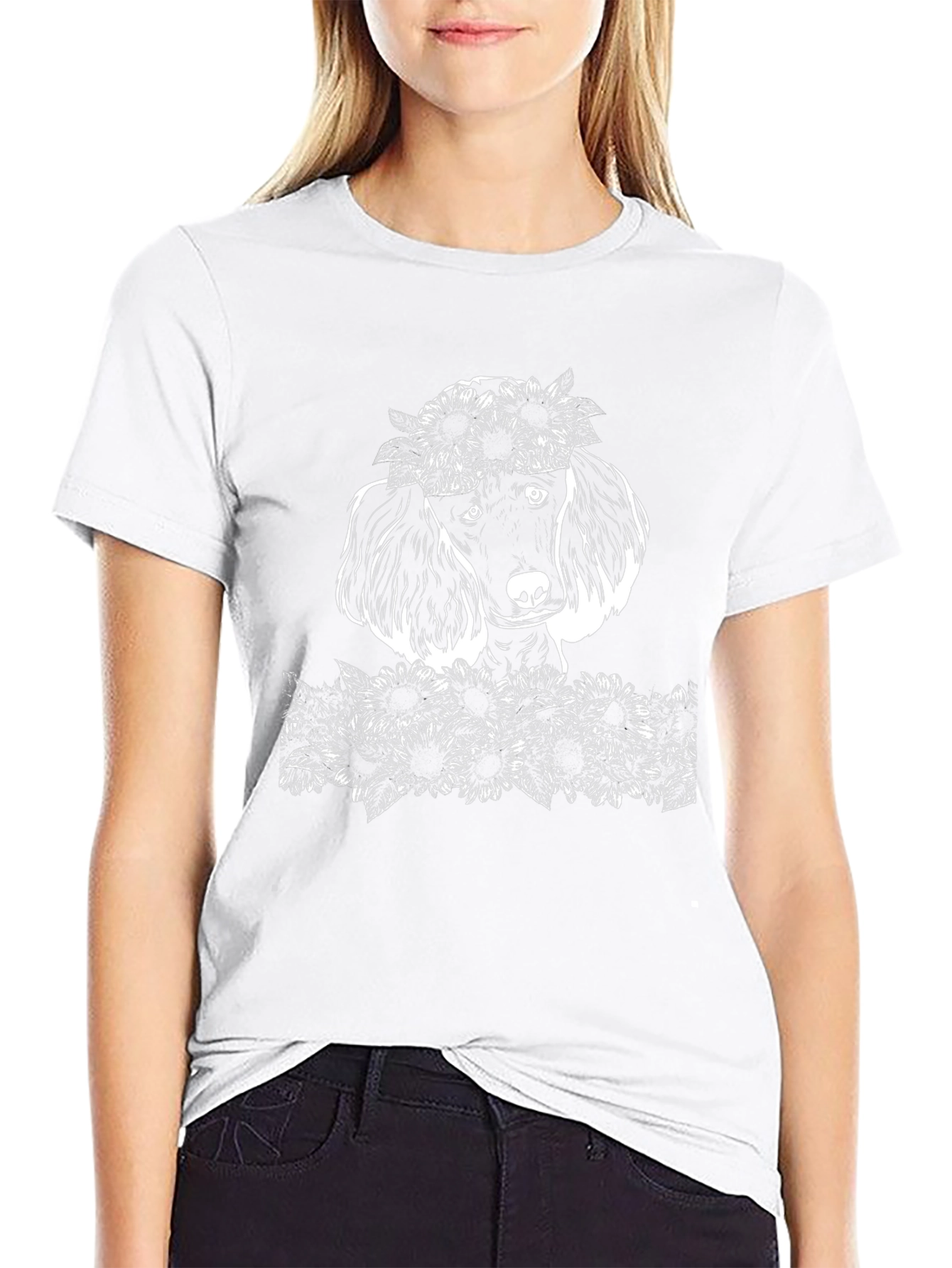 Poodle Sunflower Graphic T-Shirt