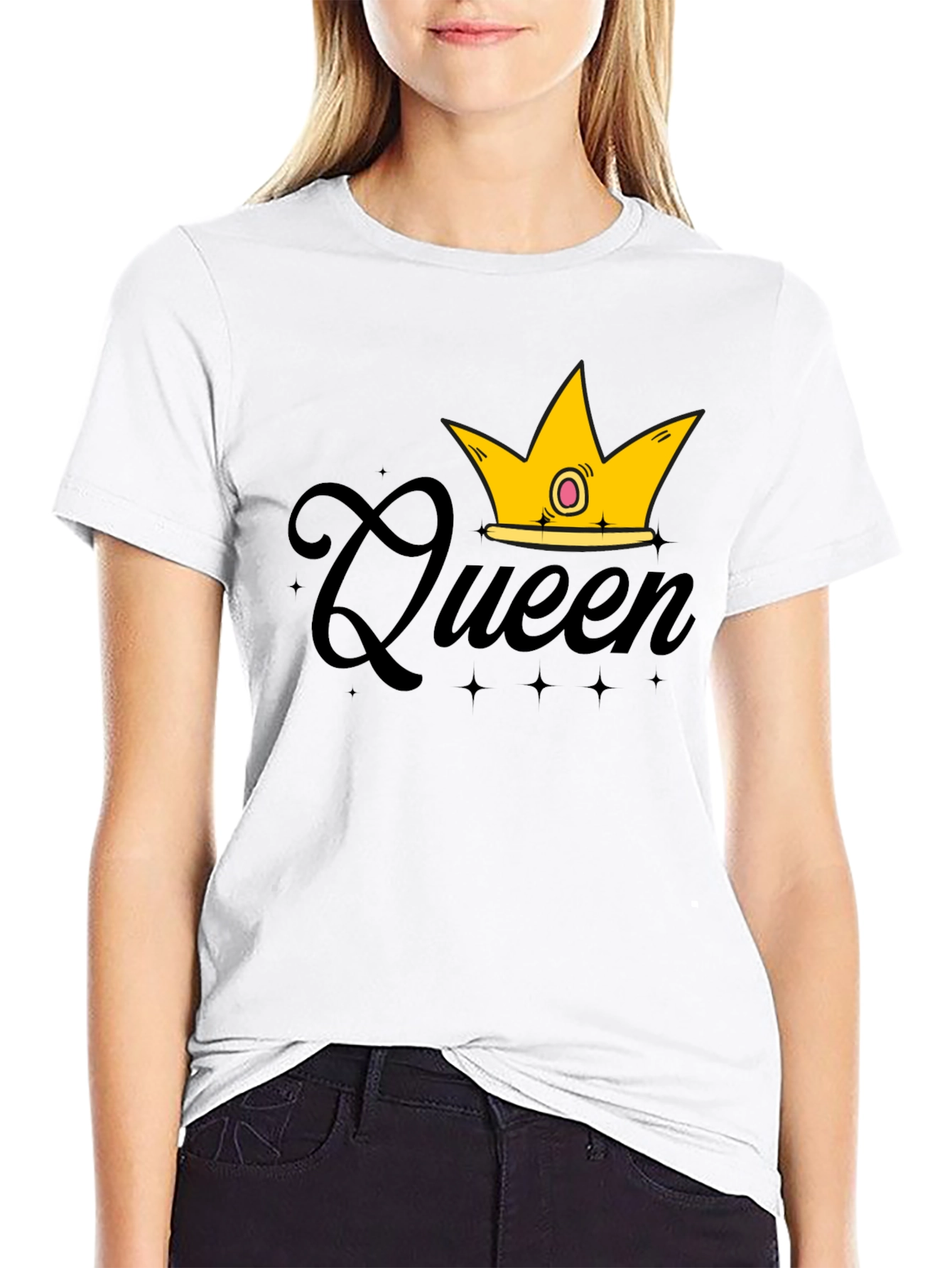 Queen Crown Graphic T-Shirt - Black