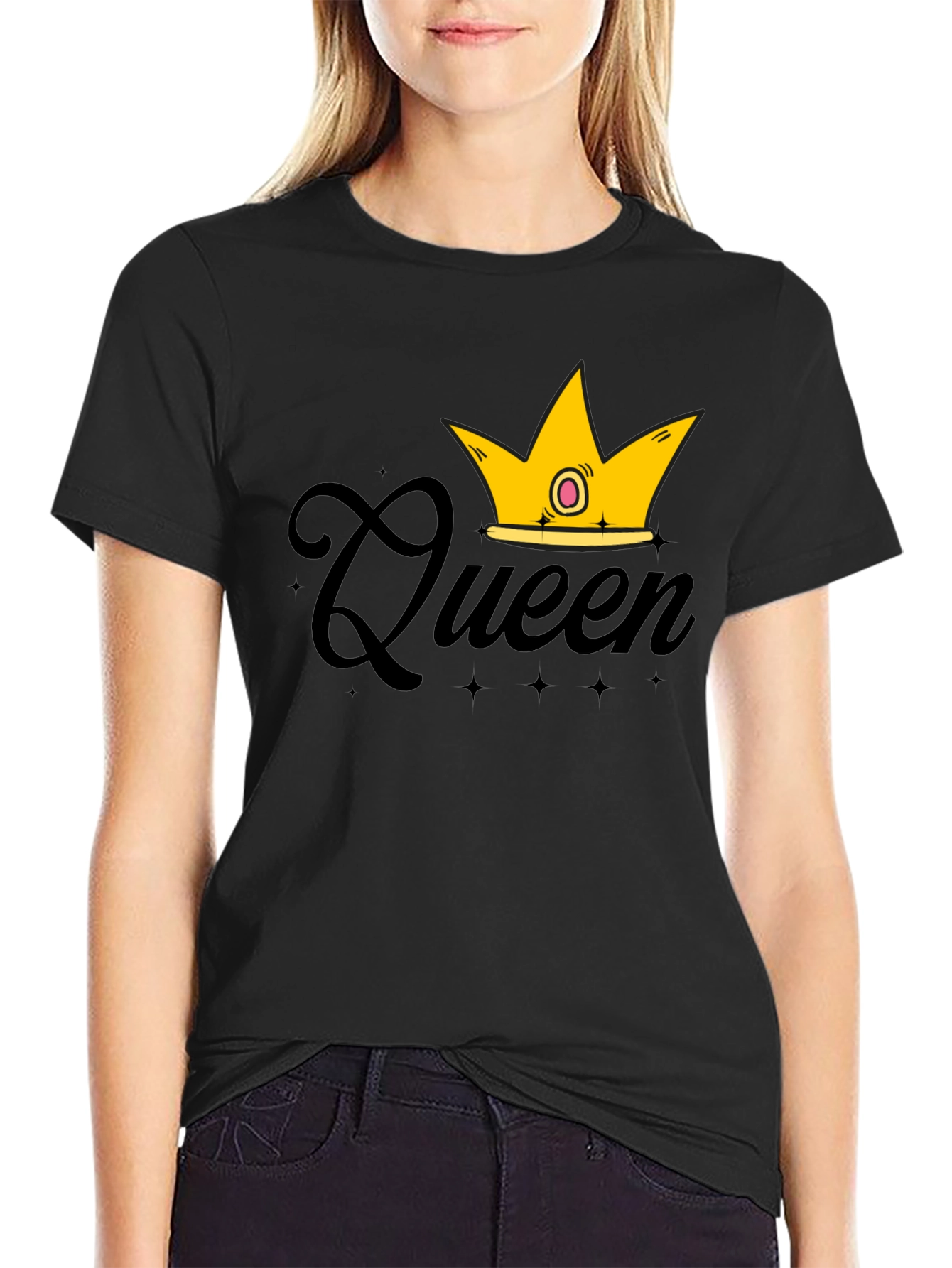 Queen Crown Graphic T-Shirt - Black