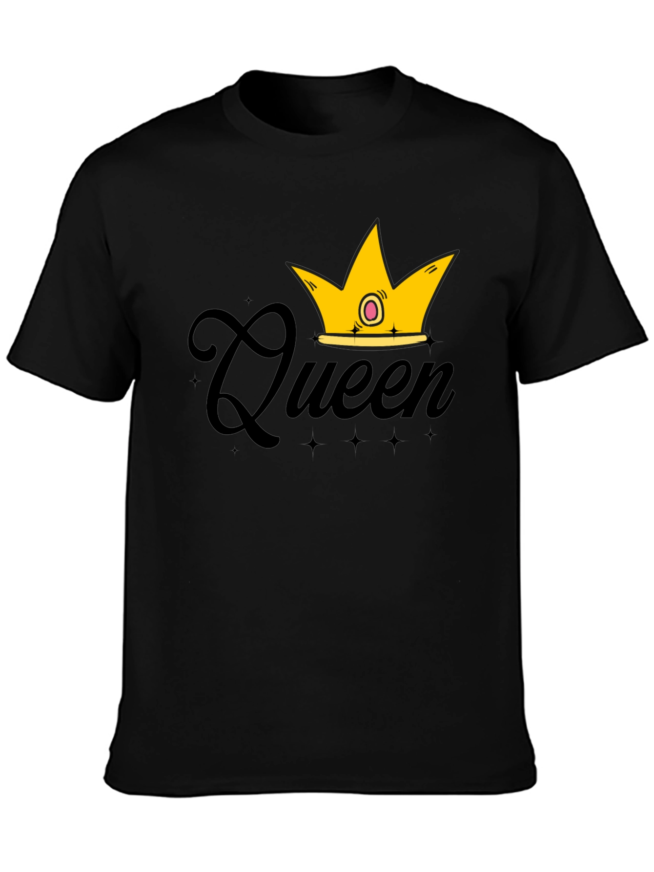 Queen Crown Graphic T-Shirt - Black