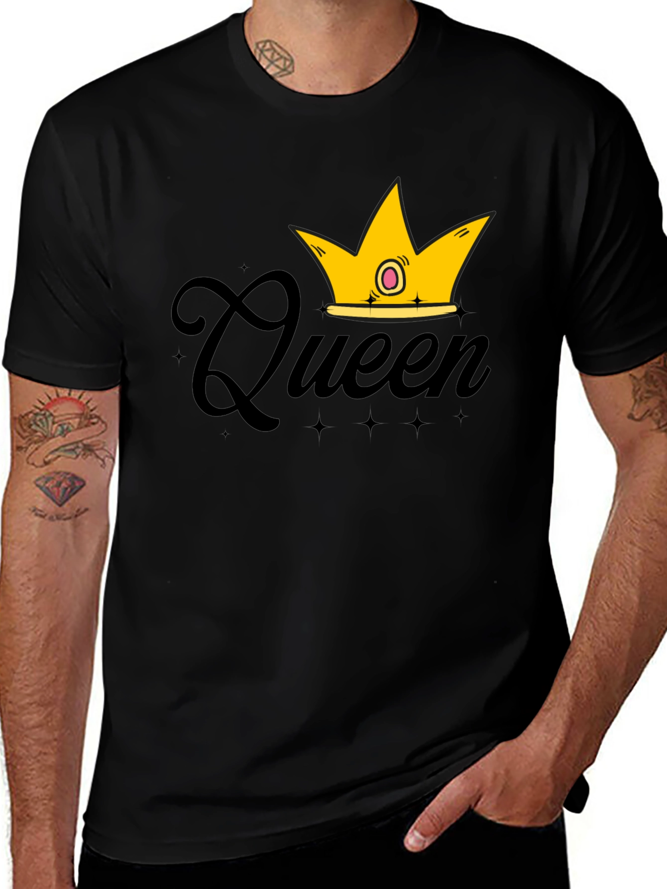 Queen Crown Graphic T-Shirt - Black