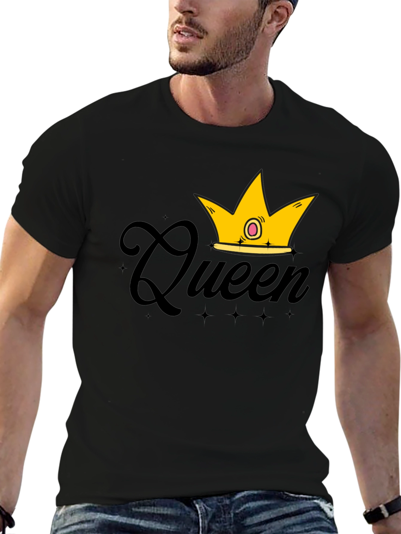 Queen Crown Graphic T-Shirt - Black
