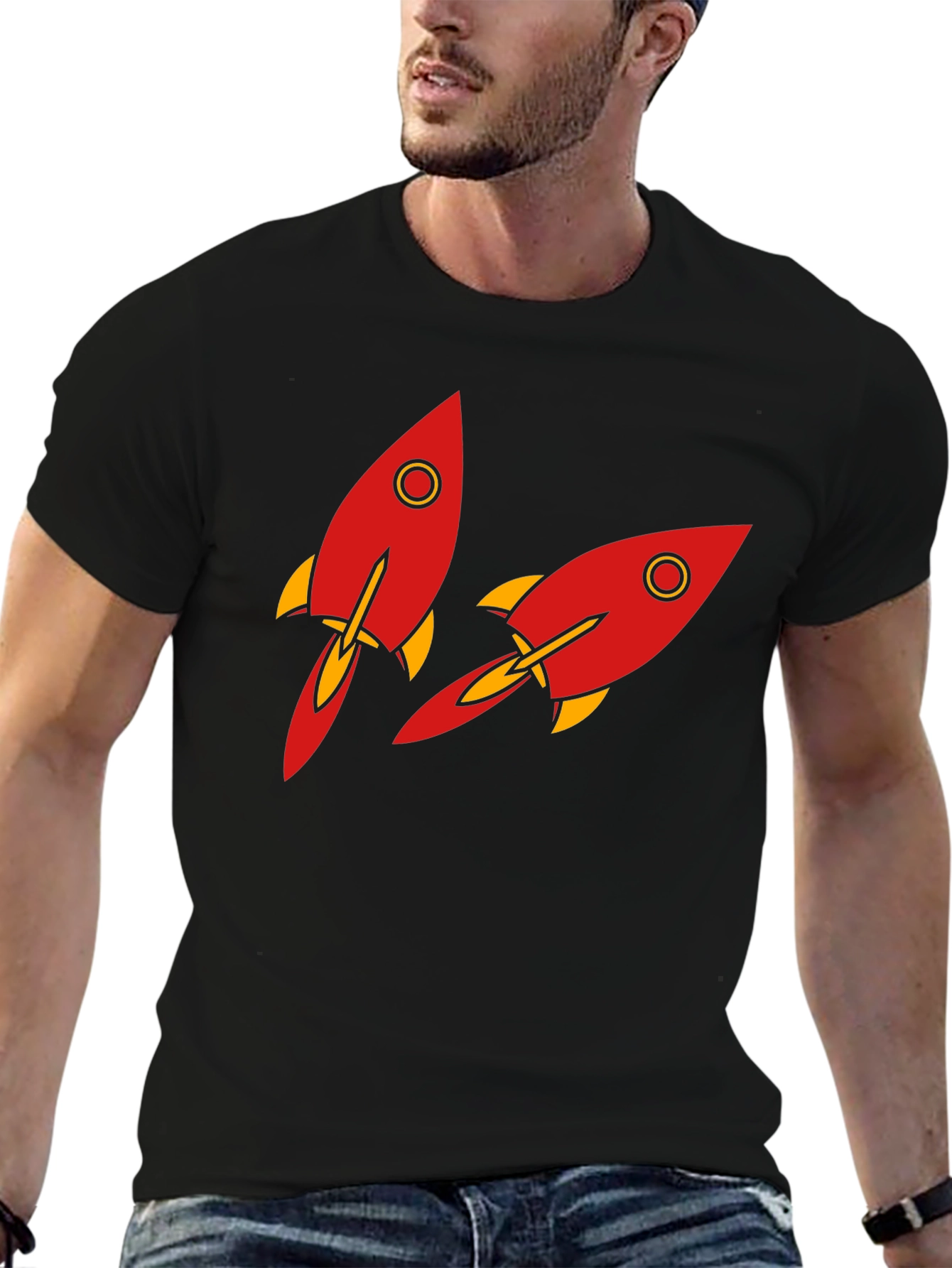 Rocket Graphic T-Shirt - Black