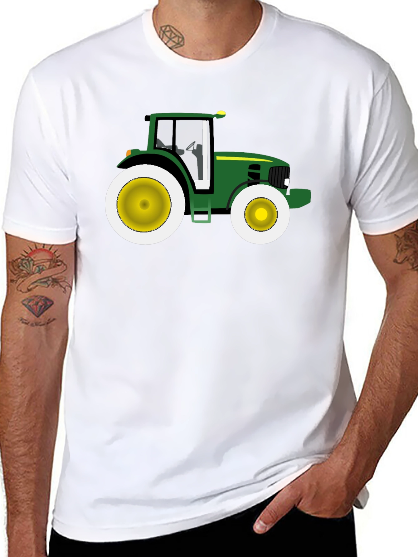 Green Tractor Graphic Tee - Farm Life T-Shirt