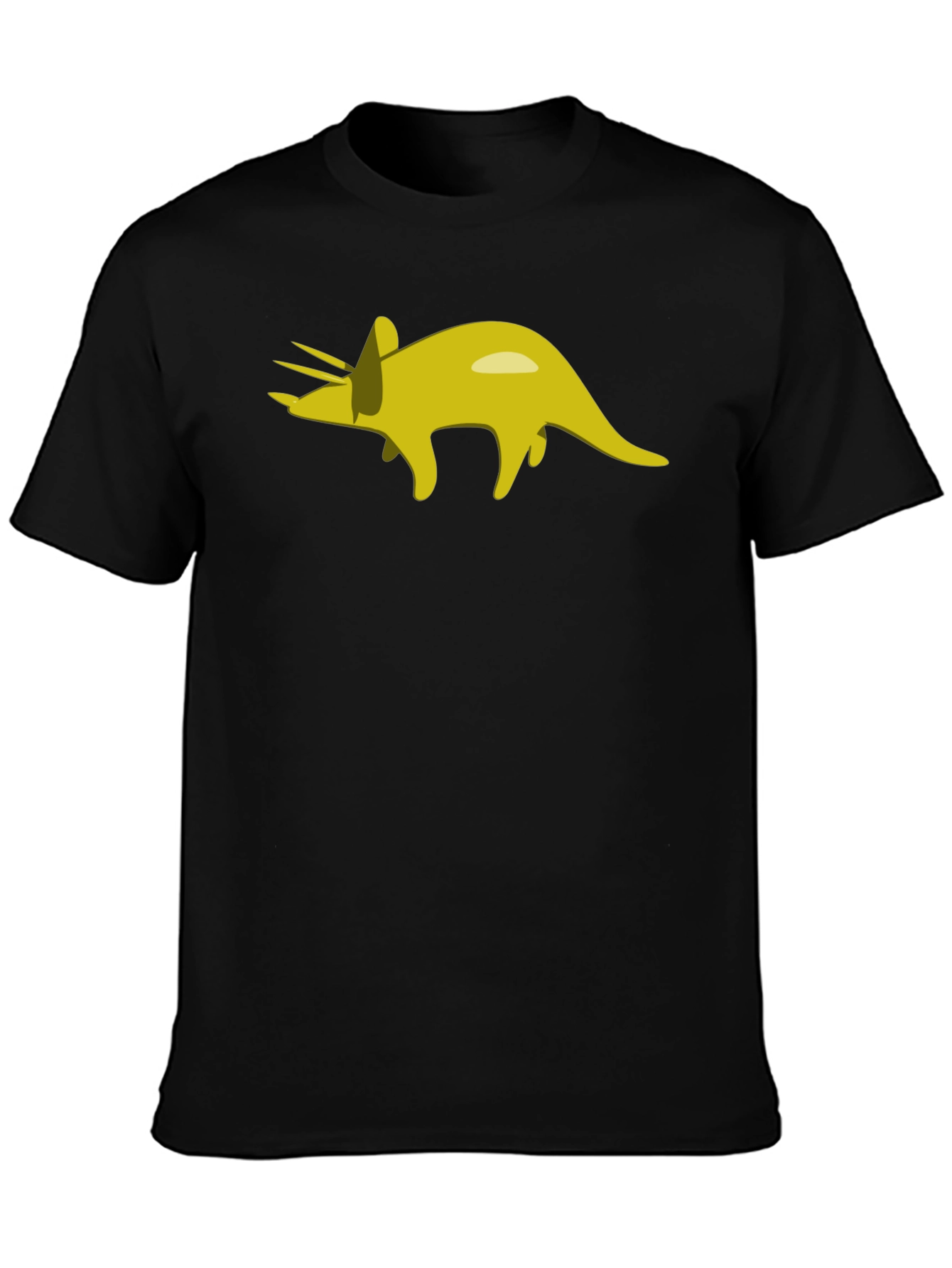 Triceratops Graphic Tee - Black Cotton T-Shirt