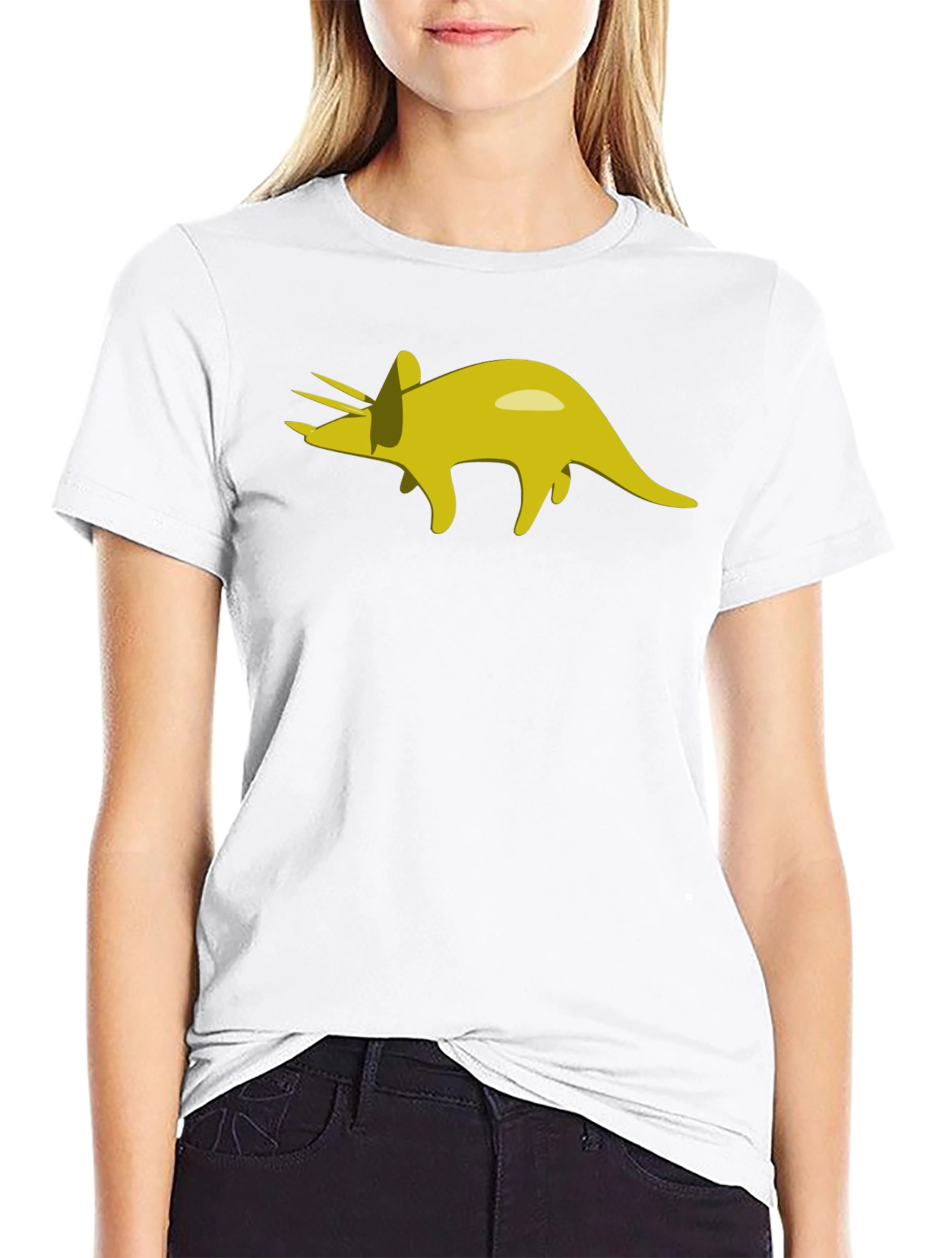 Triceratops Graphic Tee - Black Cotton T-Shirt