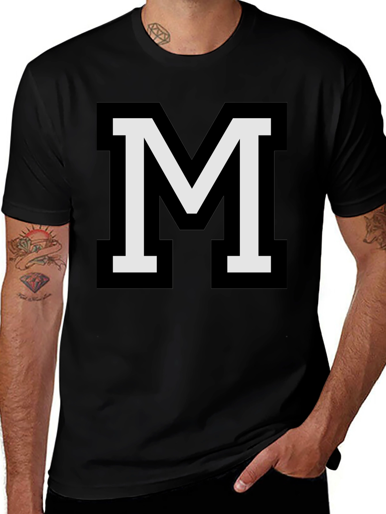Varsity Letter M Black T-Shirt