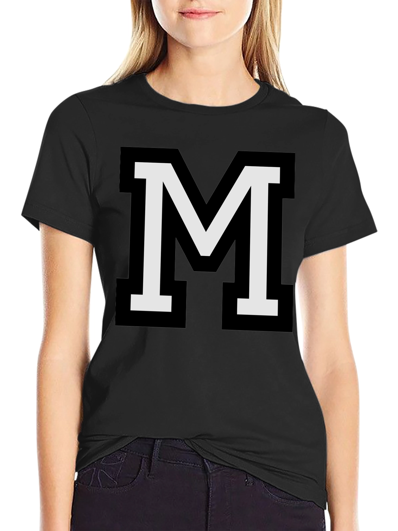Varsity Letter M Black T-Shirt