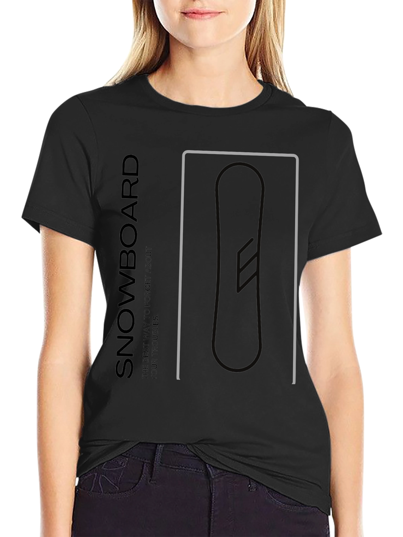 Snowboard Graphic Tee - Black Cotton T-Shirt