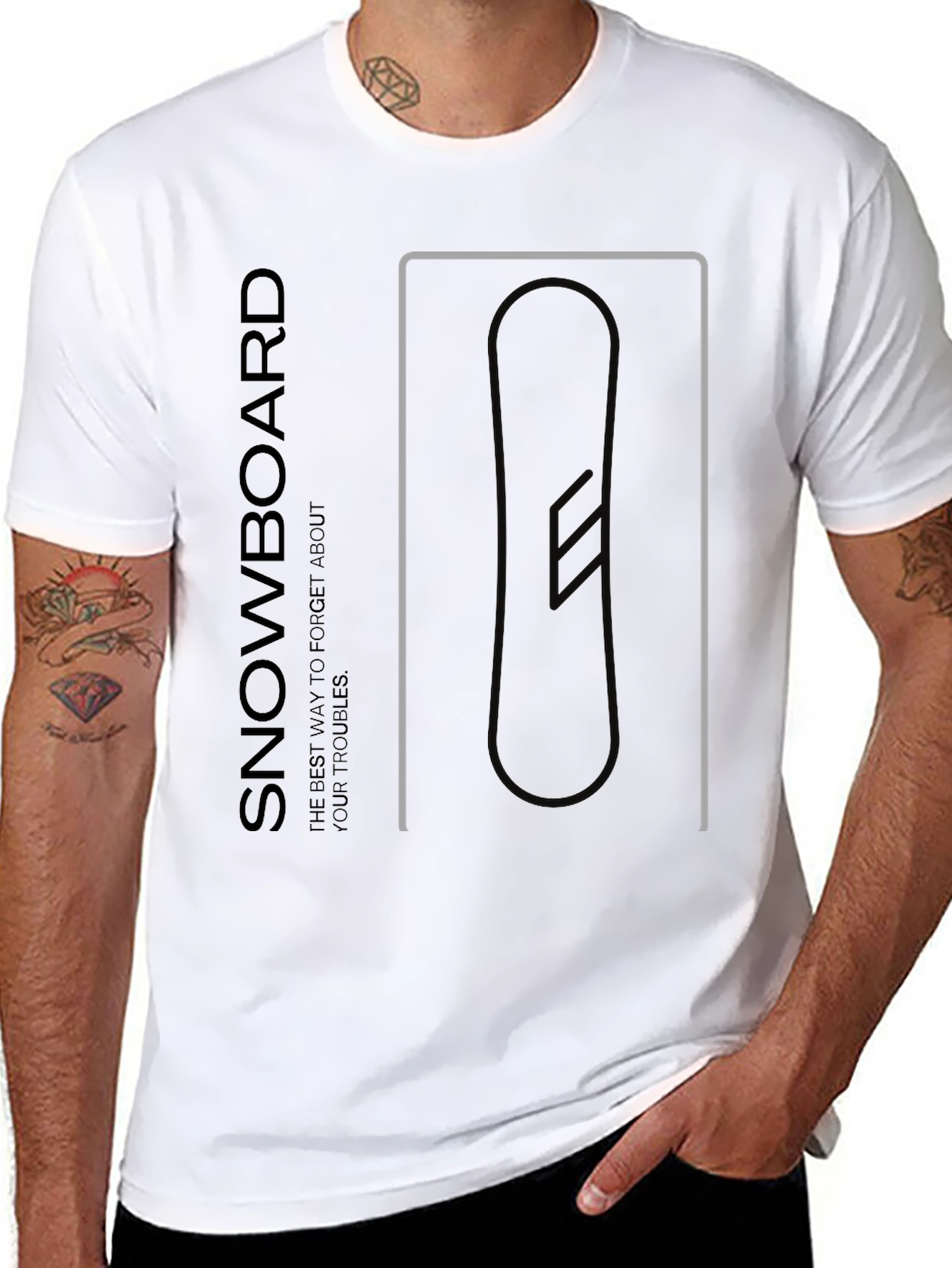 Snowboard Graphic Tee - Black Cotton T-Shirt
