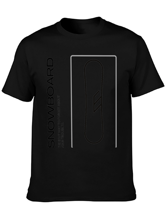 Snowboard Graphic Tee - Black Cotton T-Shirt