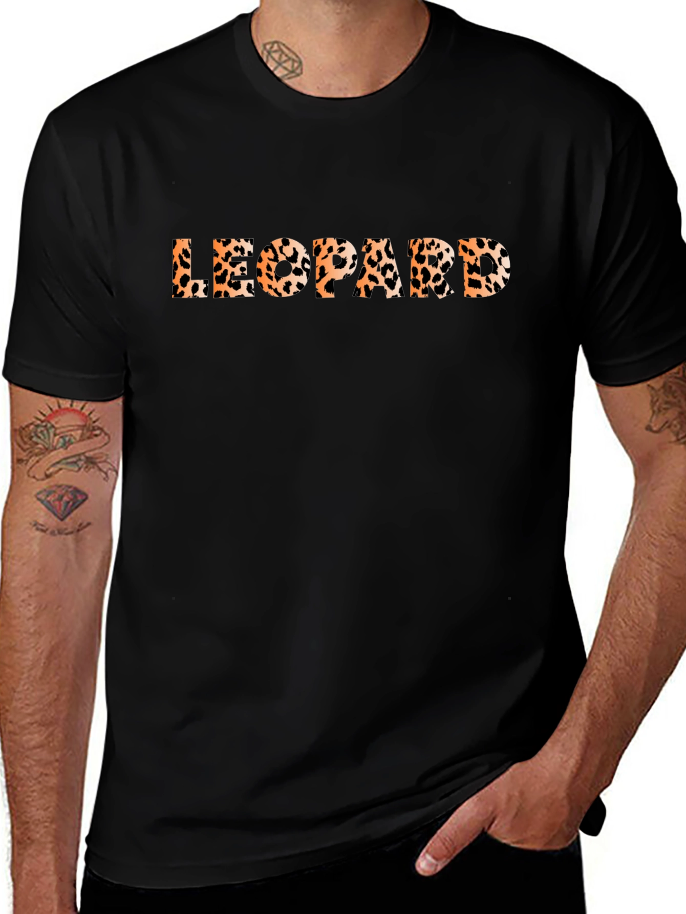 Leopard Print Graphic Tee - Classic Black
