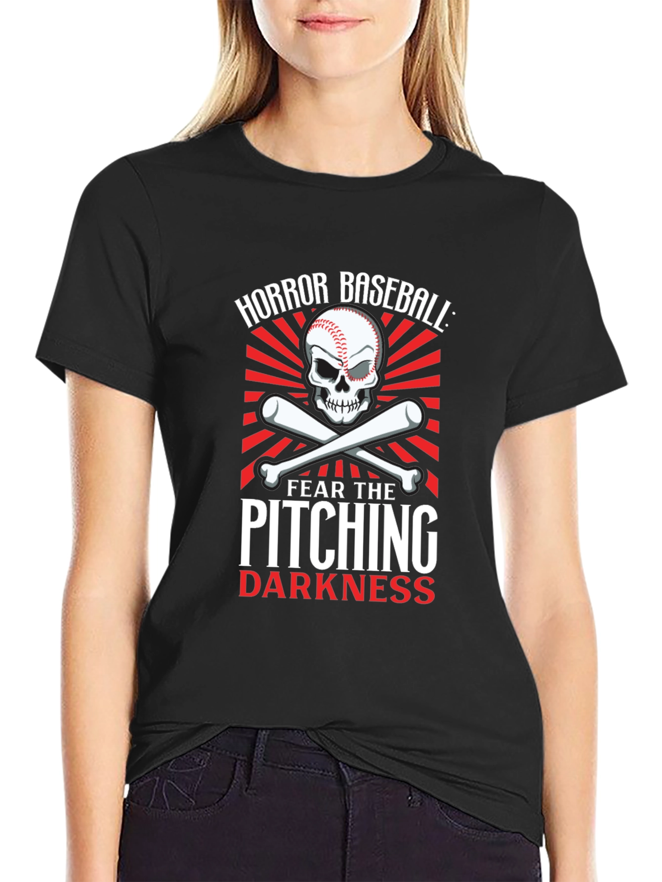 Horror Baseball Pitching Darkness Graphic T-Shirt