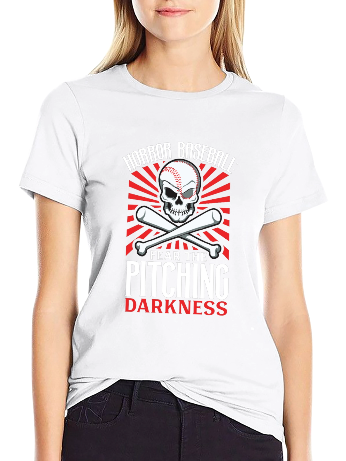 Horror Baseball Pitching Darkness Graphic T-Shirt