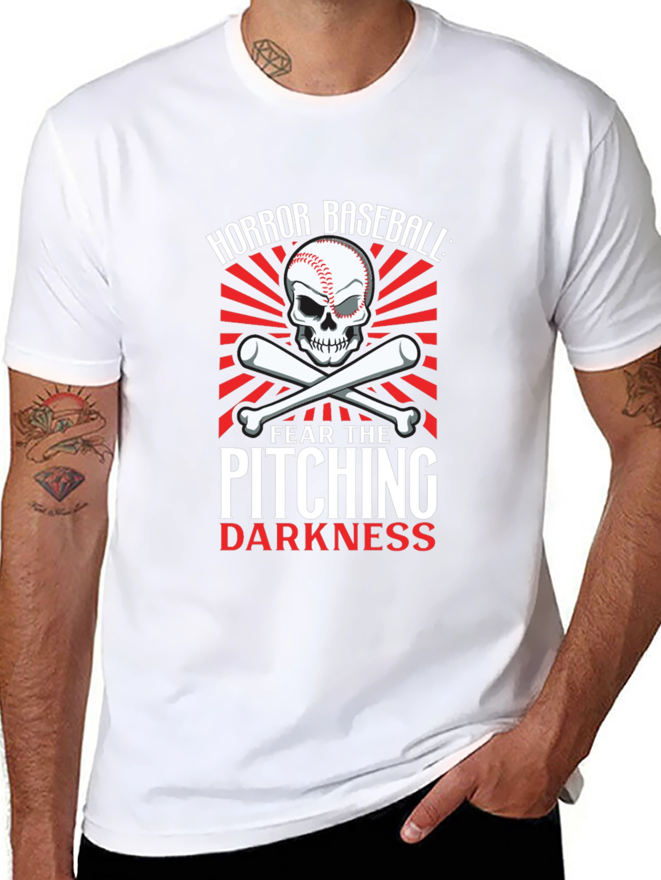 Horror Baseball Pitching Darkness Graphic T-Shirt