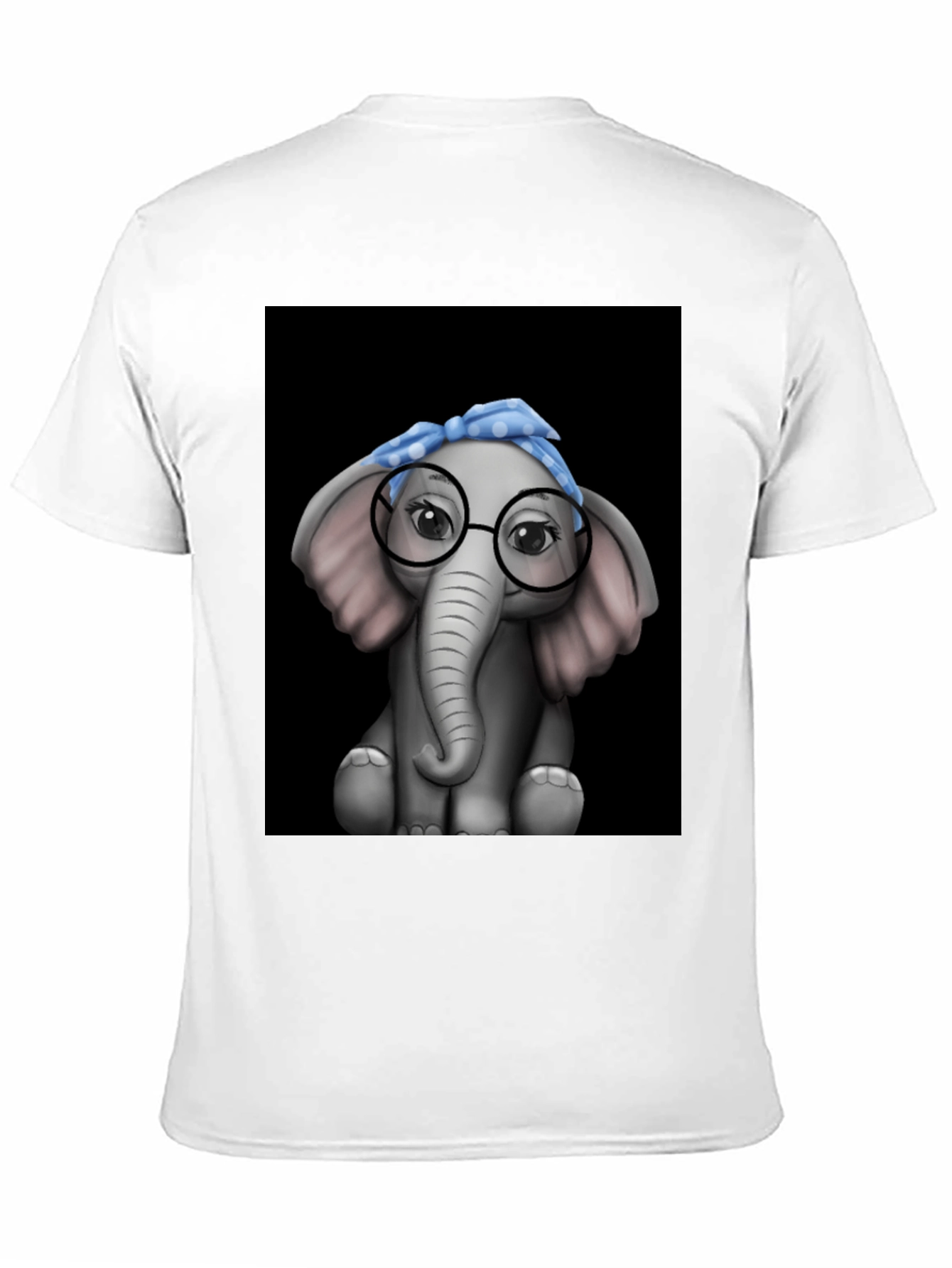 Elephant with Glasses Graphic Tee - Black T-Shirt