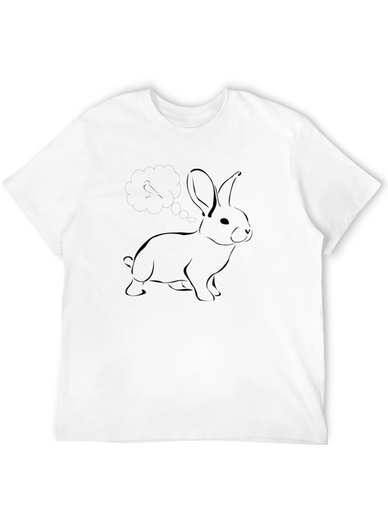 Minimalist Bunny Graphic Tee - Black Cotton