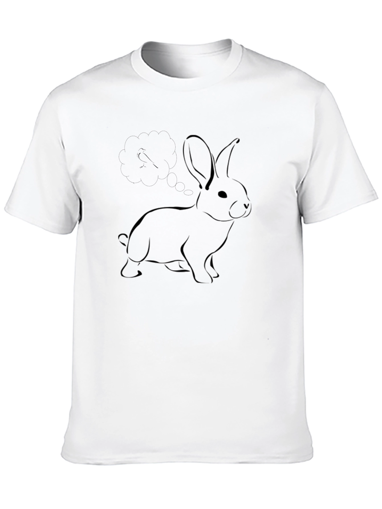 Minimalist Bunny Graphic Tee - Black Cotton