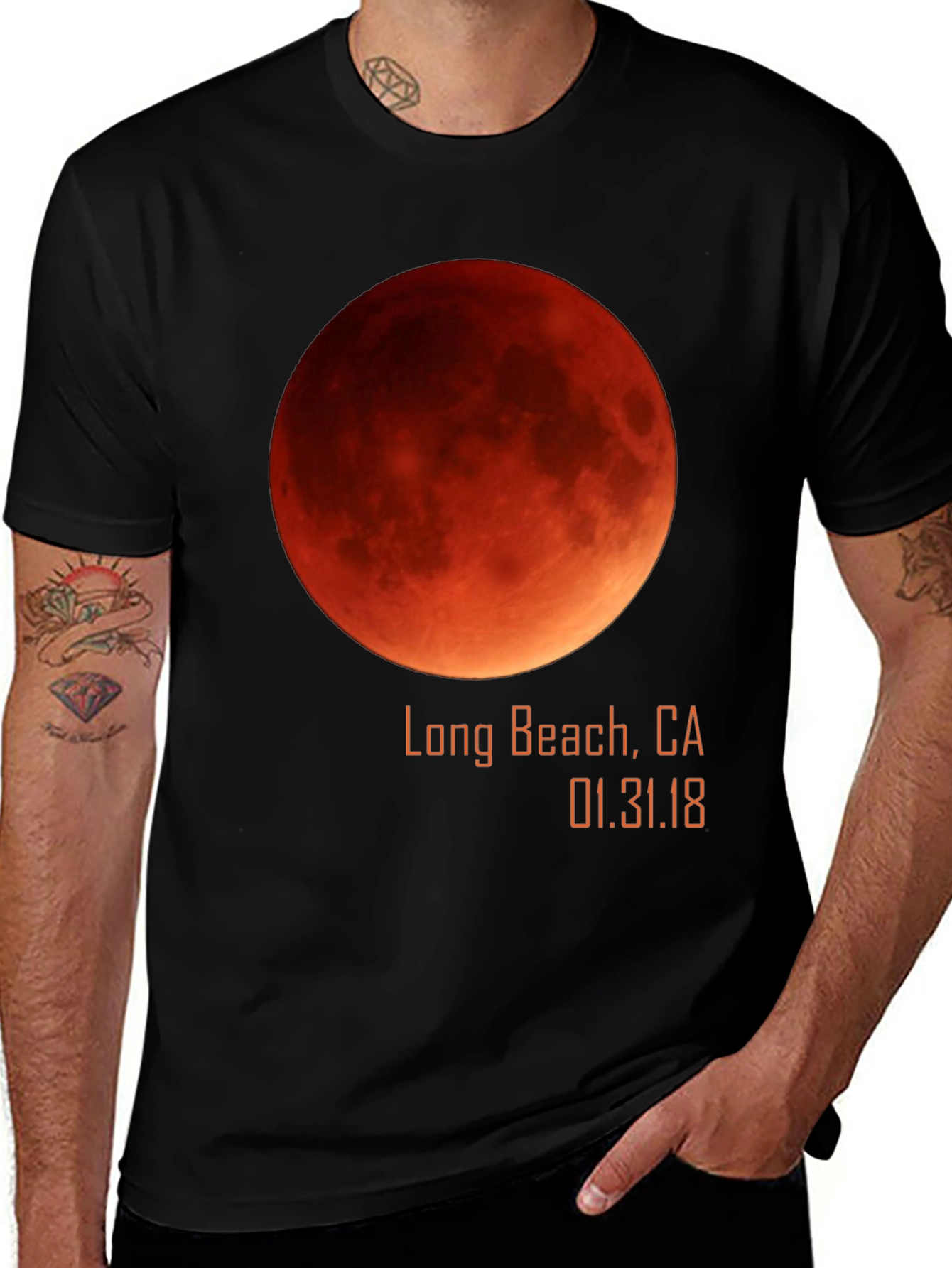 Blood Moon Long Beach CA Eclipse Graphic Tee
