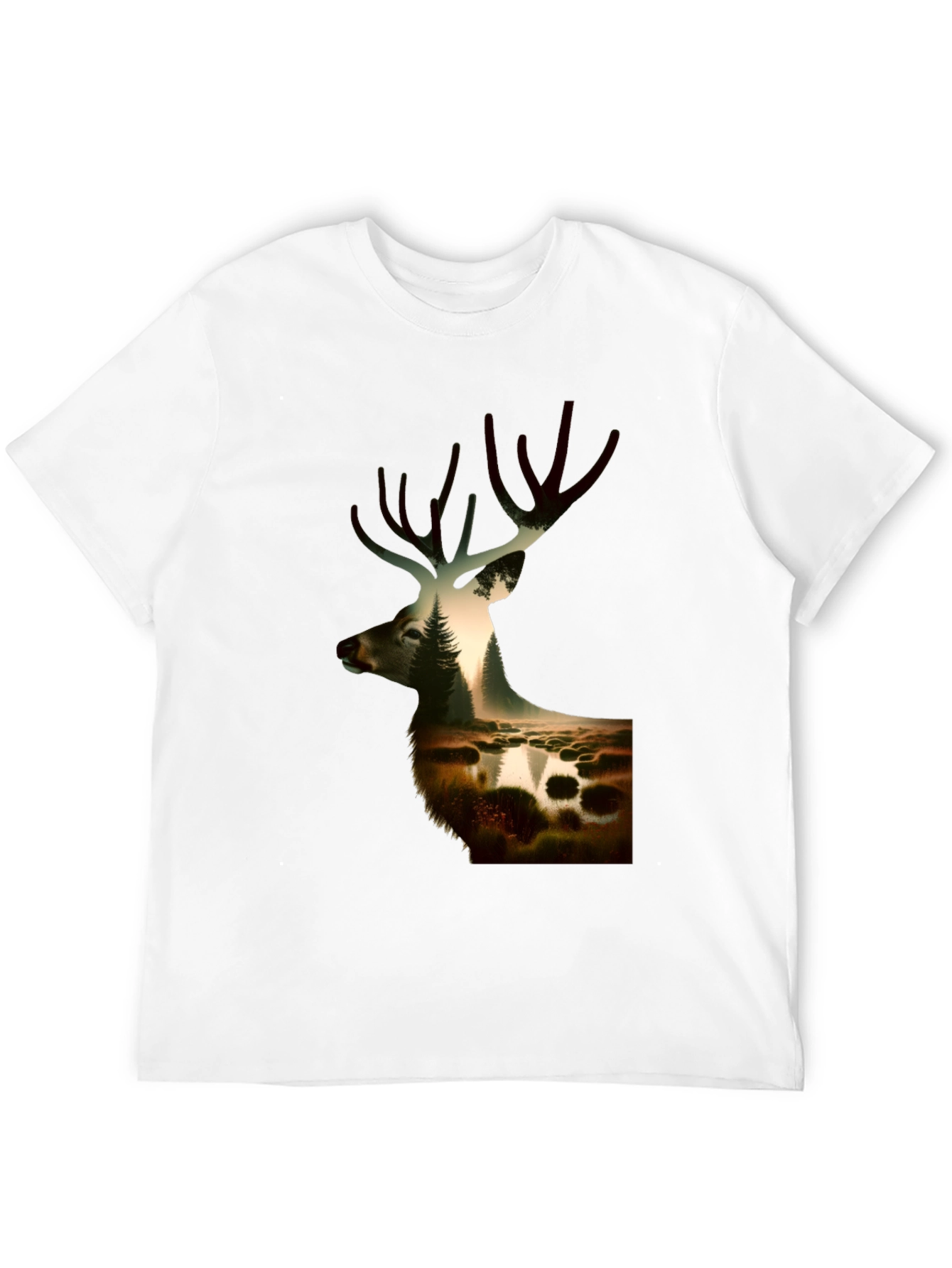 Nature Deer Graphic Black T-Shirt