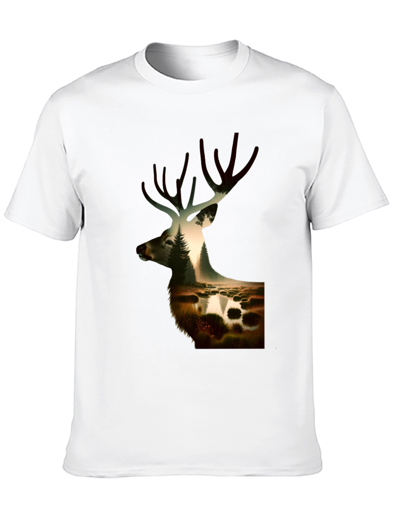 Nature Deer Graphic Black T-Shirt