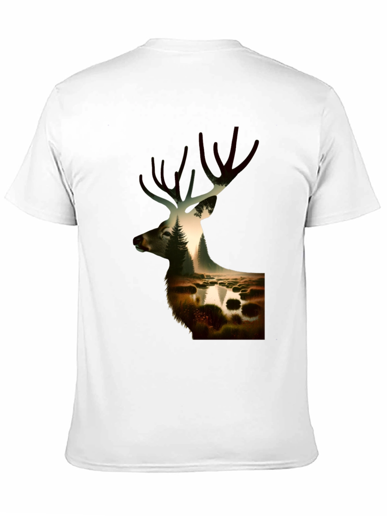 Nature Deer Graphic Black T-Shirt