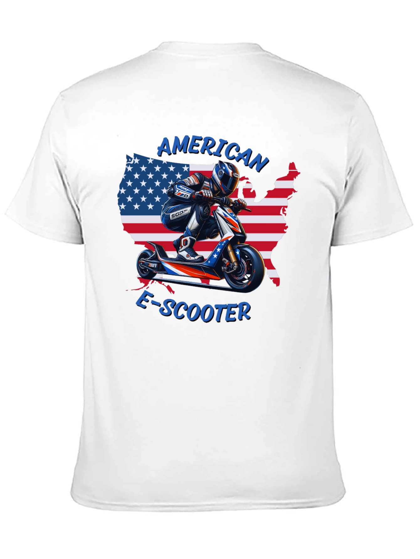American E-Scooter Patriotic Graphic T-Shirt