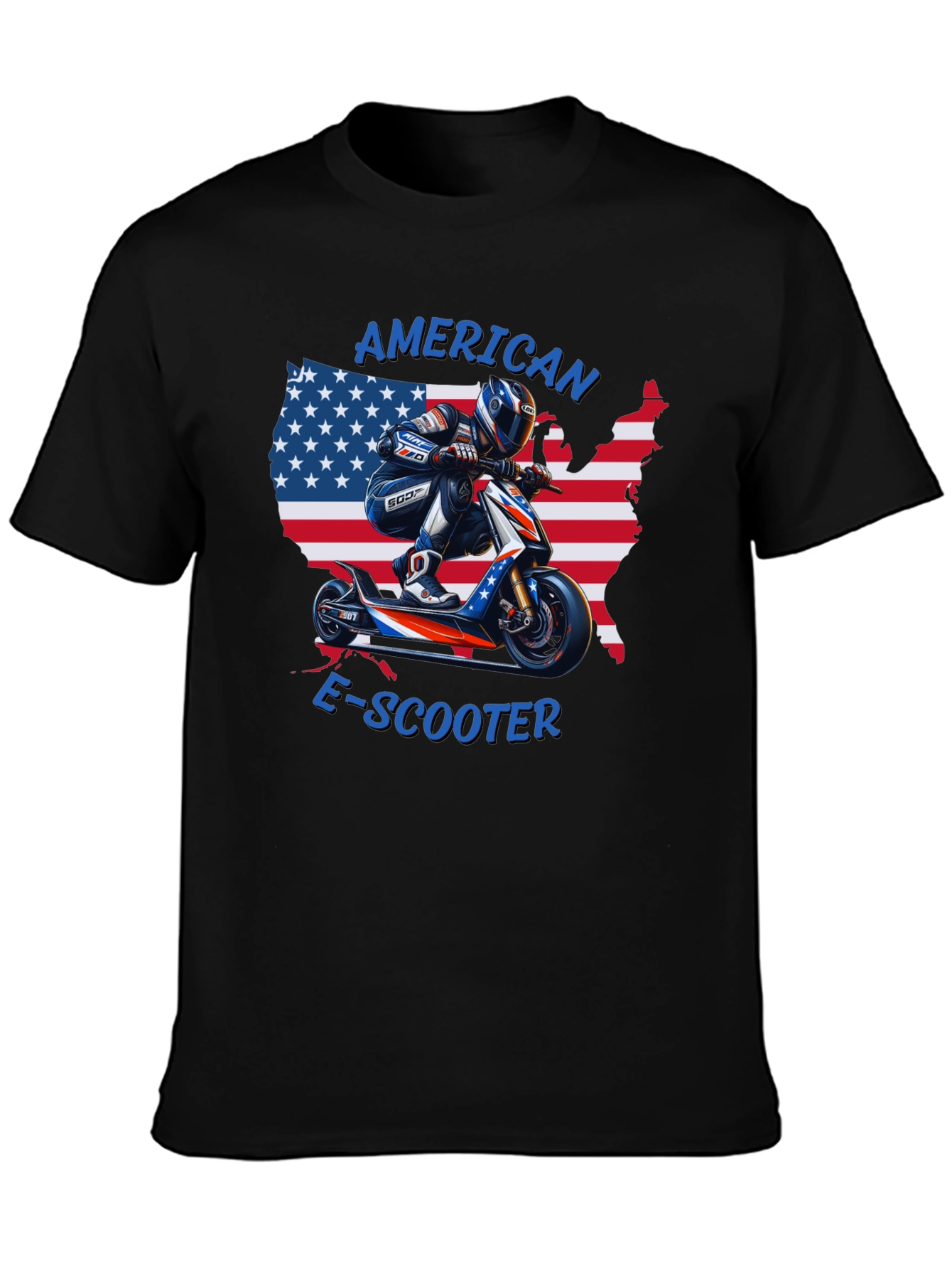 American E-Scooter Patriotic Graphic T-Shirt