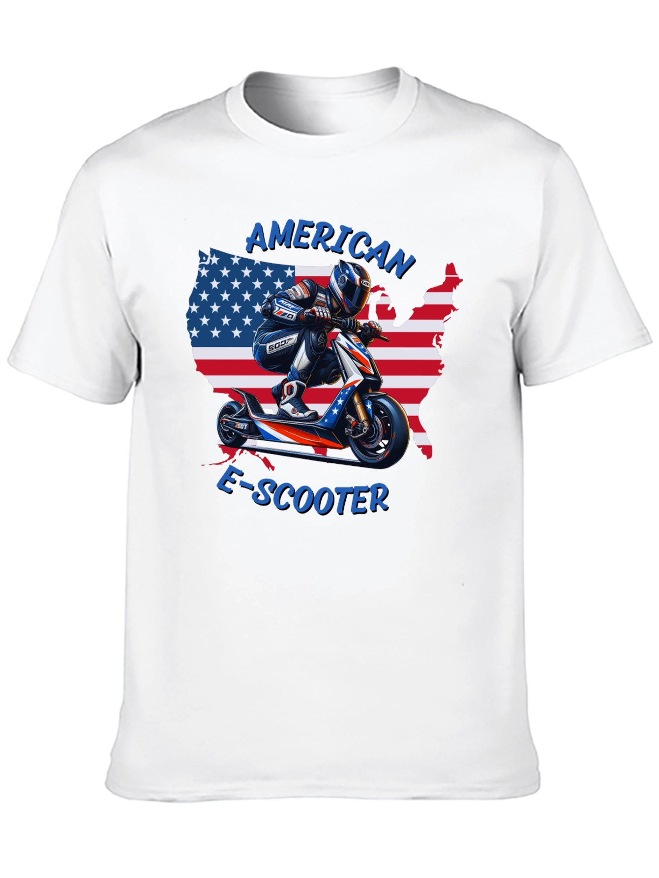 American E-Scooter Patriotic Graphic T-Shirt