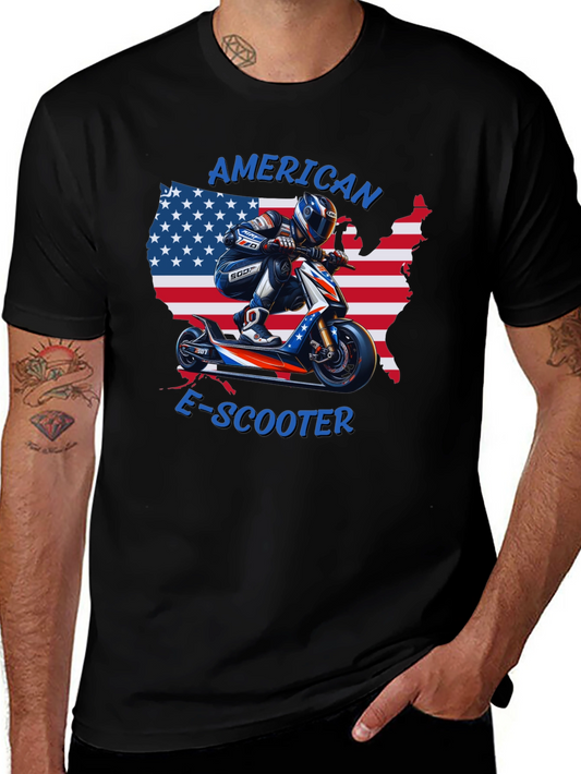 American E-Scooter Patriotic Graphic T-Shirt