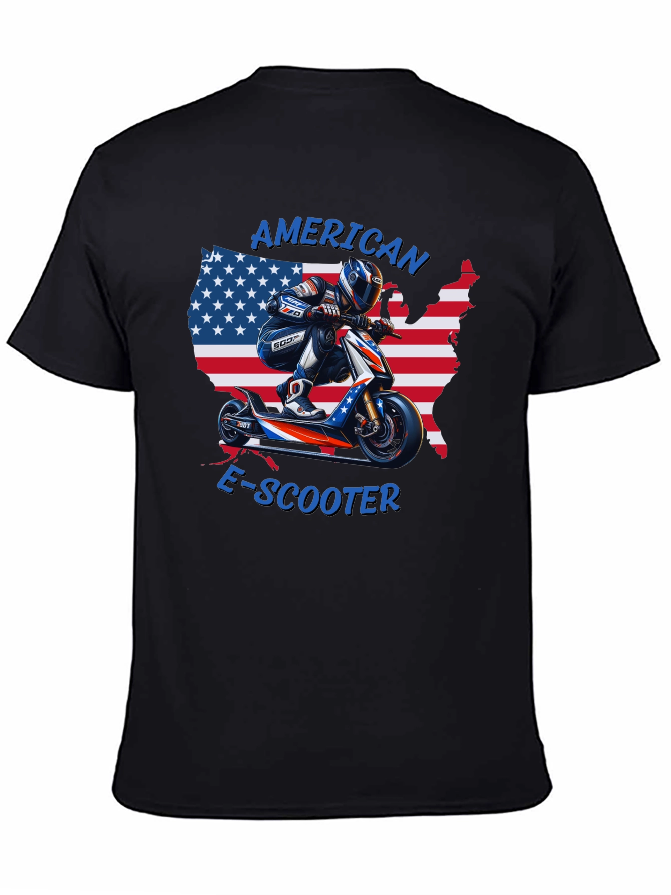 American E-Scooter Patriotic Graphic T-Shirt