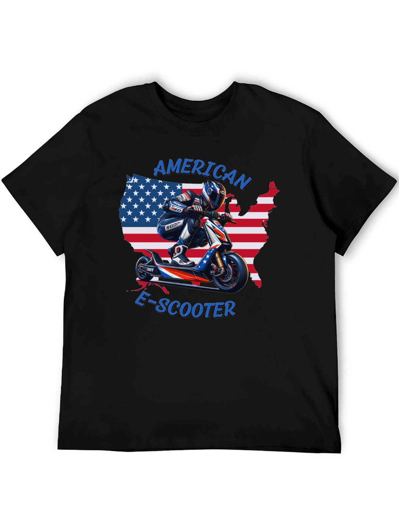 American E-Scooter Patriotic Graphic T-Shirt