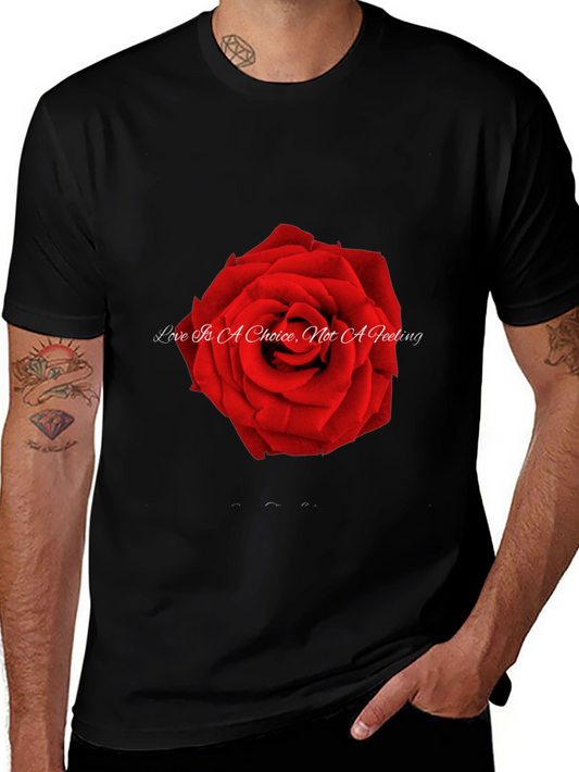 Love is a Choice Rose Graphic Tee - Premium Black T-Shirt