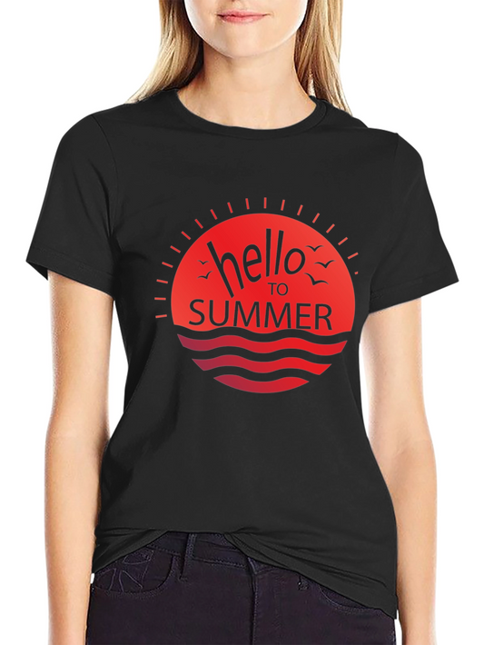 Hello Summer Graphic Tee - Black Casual Shirt