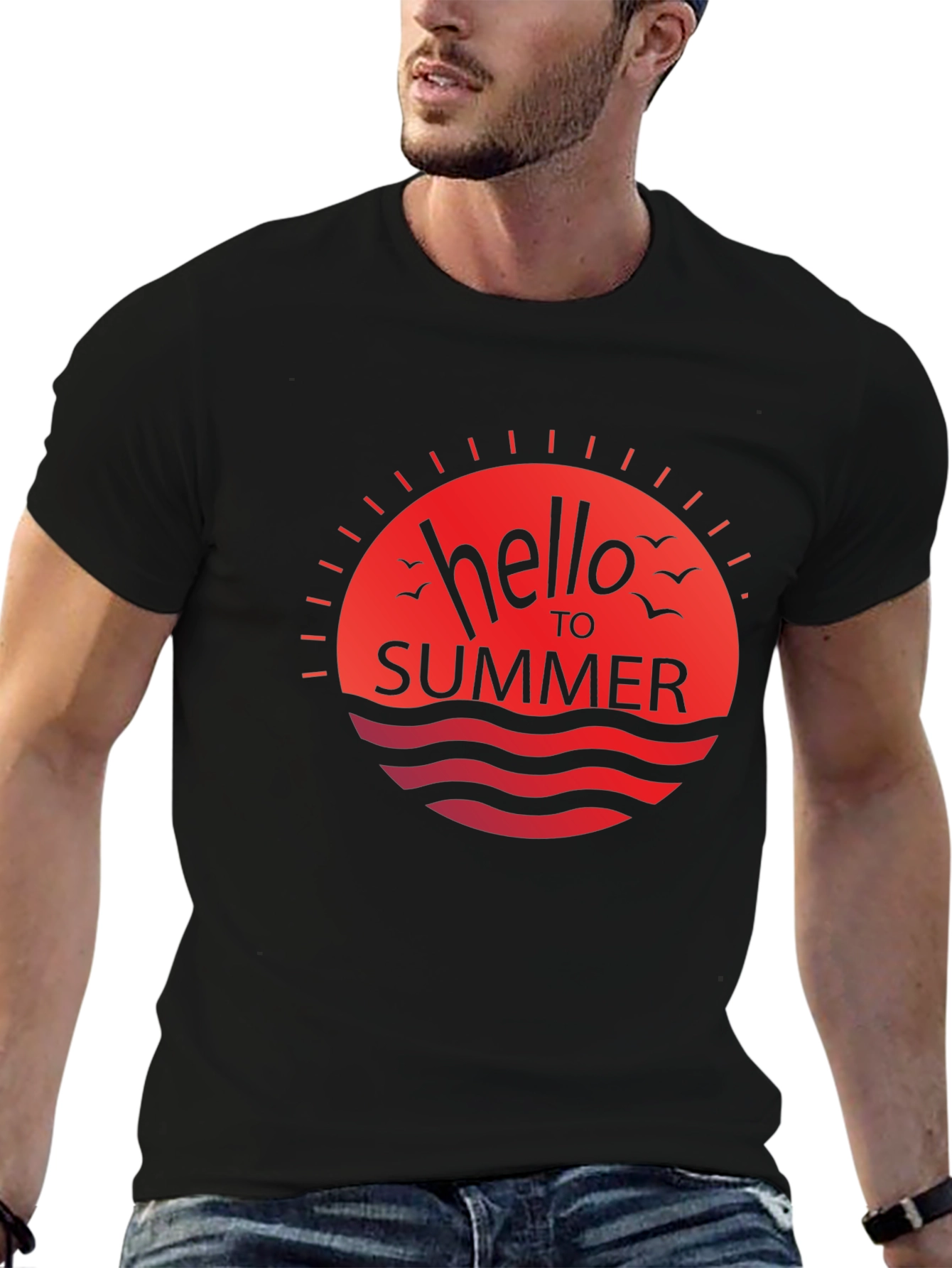 Hello Summer Graphic Tee - Black Casual Shirt