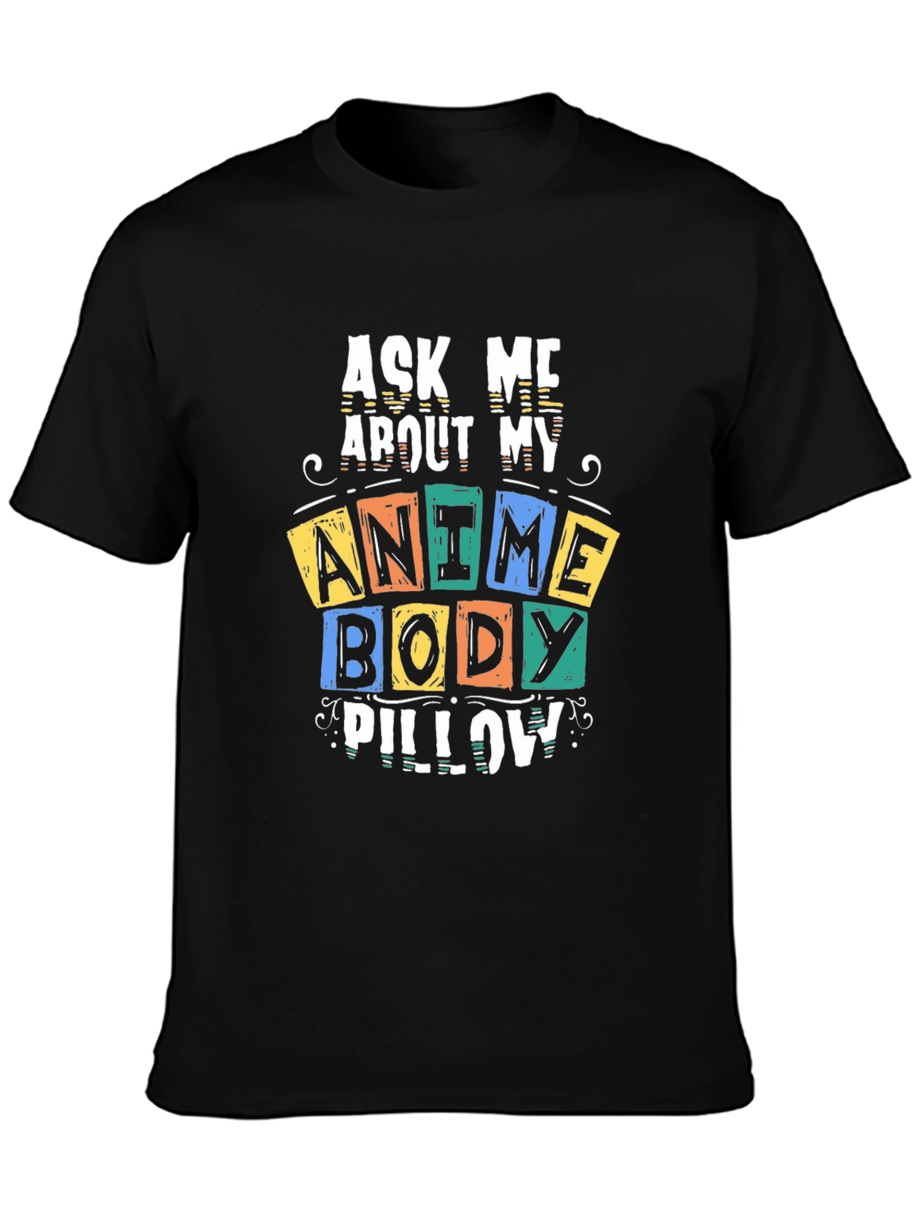 Anime Body Pillow Graphic Tee - Black
